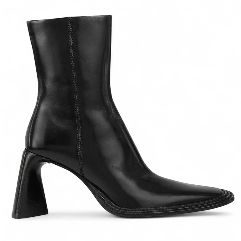 Alexander Wang Booker 85‎ Black Leather Square Toe Sculpted Heel Ankle Boots 10
